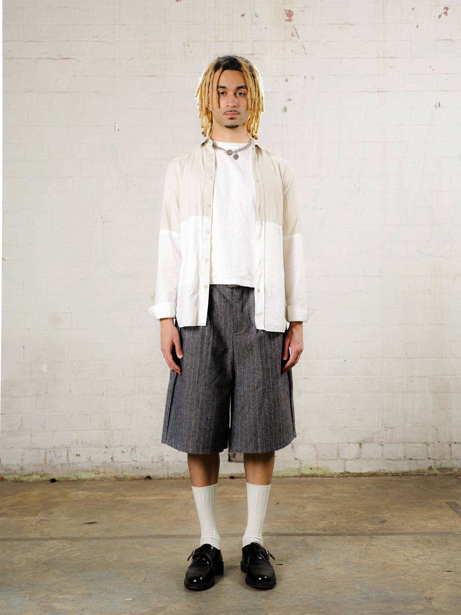 Off-Duty Pinstripe Short - Slate Grey
